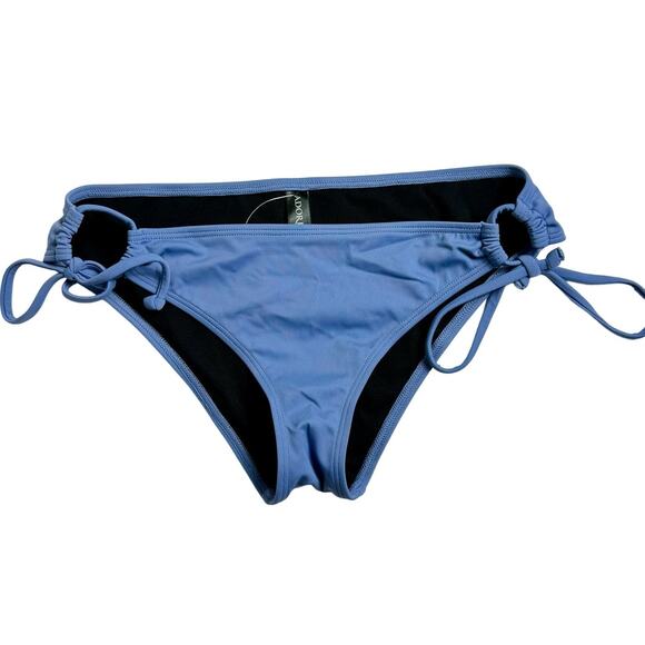 Adore Me Solid Bikini Bottoms Size Medium Steel Blue Hip Tie Swim Bottoms - Picture 1 of 9
